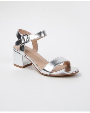 BERNESS Elisha Classic Strap Block Heel Dress Sandals - Metallic