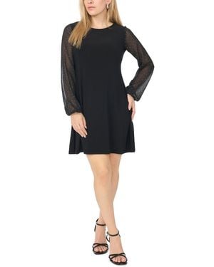 Msk Petite Long-sleeve Little Dress - Black