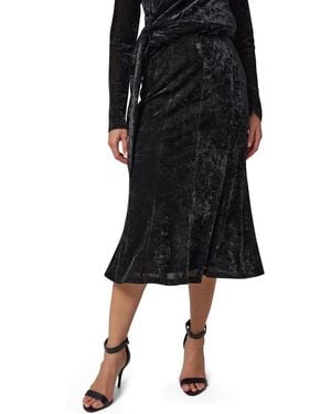 Donna Karan Stretch High-waisted Velvet Midi Skirt - Black