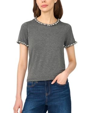 Cece Embellished Crewneck Short-sleeve Top - Gray