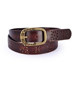 Old Trend Blooming Crocus Leather Belt - Brown