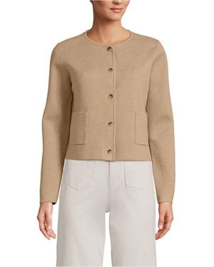 Lands' End Fine Gauge Cotton Milano Blazer Sweater - Natural