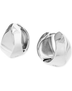 Calvin Klein Small Logo-etched Sculpted Hoop Earrings - Metallic