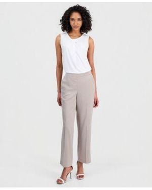 Anne Klein High Rise Pull On Satin Pants - White