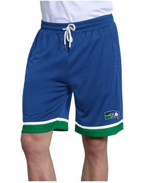 Starter Royal Seattle Seahawks Throwback Power Play Mesh Shorts - Blue