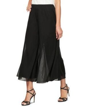 Alex Evenings Petites Chiffon Sheer Wide Leg Pants - Black