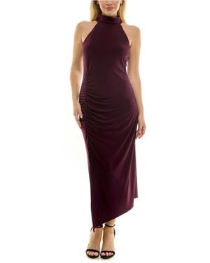 Taylor Ruched Halter Neck Dress - Red