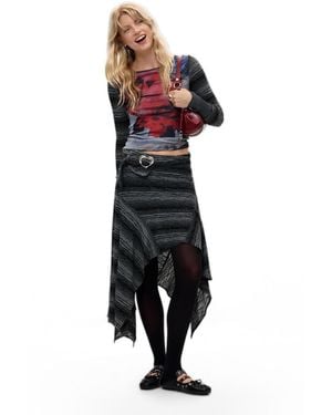 Desigual Asymmetric Knit Skirt - Gray