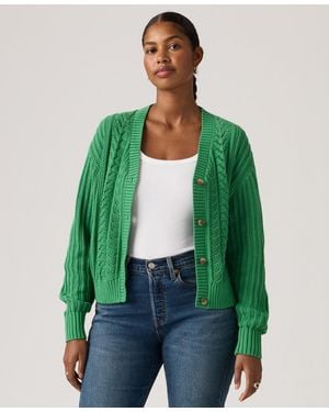 Levi's Snowflake Long Sleeve Cardigan Sweater - Green
