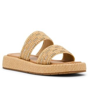 Madden Girl Mykonos Raffia Flatform Sandals - Metallic