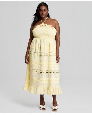 And Now This Trendy Plus Size Cotton Lace Maxi Dress - Metallic