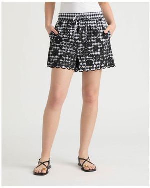NVLT Gingham Scallop Hem Short - Black