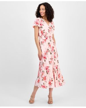 Tinsel Petite Print Short-sleeve Maxi Dress - Red