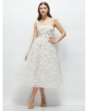 The Dessy Group 3d Floral Embroidered Little White Midi Dress
