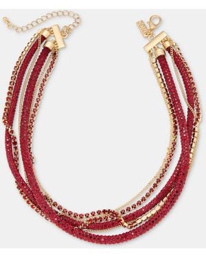 INC International Concepts Glass Crystal Twisted Laye Link Necklace - Red