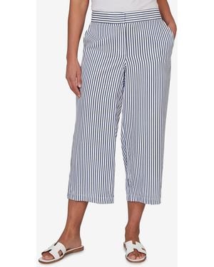 Ruby Rd. Petite Striped Seersucker Fly-front Capri Pants - Blue