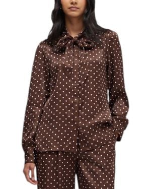 Chinti & Parker Polka Dot Tie-neck Long-sleeve Blouse - Brown