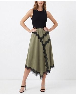 Taylor Lace Trim Twofer Crewneck Sweater Dress - Green
