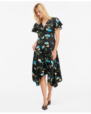 INC International Concepts Floral Satin Asymmetrical Hem Midi Dress - Multicolor