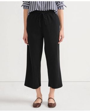 Lands' End Plus Size Sport Knit Elastic Waist Wide Leg Crop Pants - Black