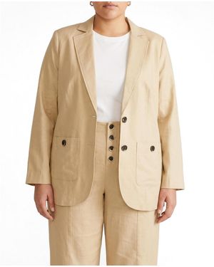 UNIVERSAL STANDARD Plus Size Coastal Linen Blazer - Natural