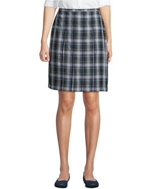 Lands' End Plaid Box Pleat Skirt Top Of The Knee - Blue