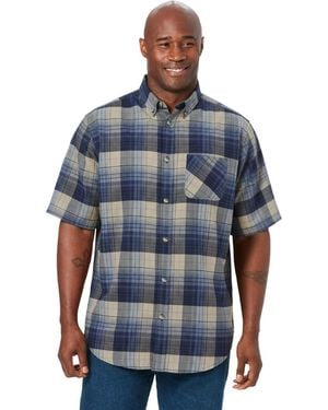 Kingsize Short Sleeve Flannel Shirt - Blue