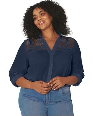 Avenue Long Sleeve Lace Detail Shirt - Blue