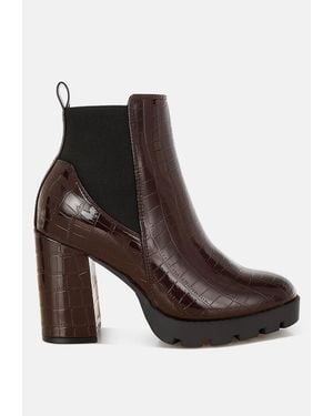 LONDON RAG Foxy Faux Leather Croc Chelsea Boots - Brown