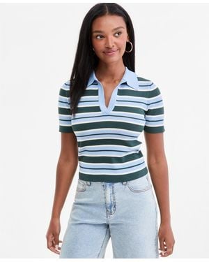 BarIII Cropped Ribbed Top - Blue