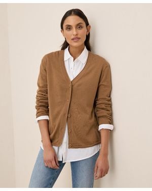 Pact Organic Cotton Classic Fine Knit V-neck Cardigan - Natural
