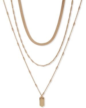 Nine West Tone Three-row Extendable Drop Pendant Necklace - White