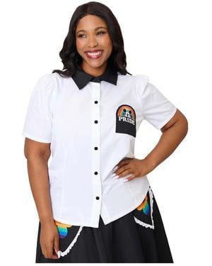 Unique Vintage Plus Size 1940s Collared Blouse - White