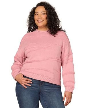 Democracy Plus Size Striped Rolled Neck Sweater - Red