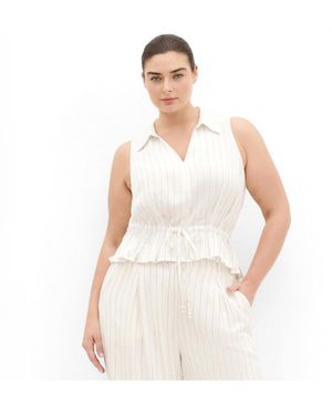 City Chic Eva Stripe Relaxed Vest - White