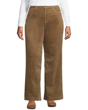 Lands' End Plus Size High Rise Wide Leg Corduroy Pants - Natural