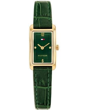 Tommy Hilfiger Quartz Leather Strap Watch - Green