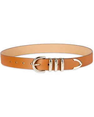 Cole Haan Modern Triple Keeper Beveled Edge Leather Belt - White