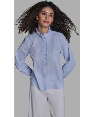 BCBGMAXAZRIA Long-sleeve Collared Top - Blue