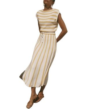 Mint Velvet Striped A-line Midi Dress - Natural