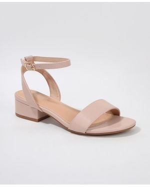 BERNESS Adara Ankle Strap Low Block Heel Sandals - Pink