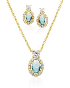 Macy's Simulated Cubic Zirconia Oval Pendant Necklace - Metallic