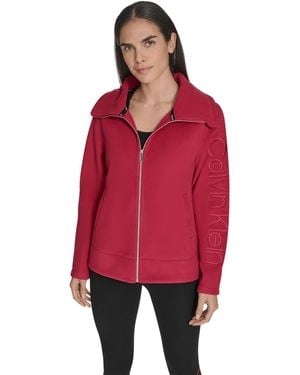 Calvin Klein Active Tech Fleece Mock-neck Jacket - Red