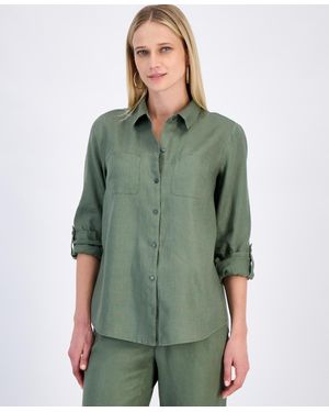 Charter Club 100% Linen Shirt - Green