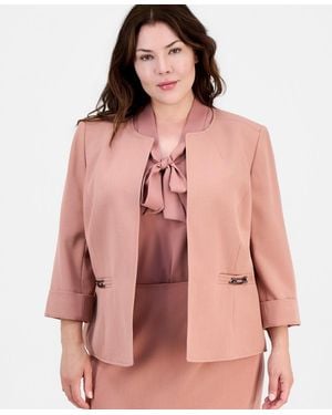 Kasper Plus Size 3/4-sleeve Open-front Blazer - Pink