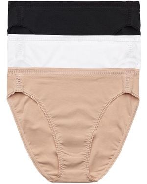 On Gossamer Regular Cabana Cotton-blend Hi-cut Brief Crochet Trim Panty - Natural