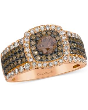 Le Vian Chocolate Diamond & Nude Diamond Multirow Halo Ring (1-1/3 Ct. T.w. - Metallic
