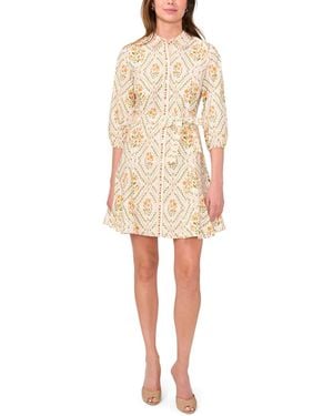 Msk Long-sleeve Collared Dress - Natural