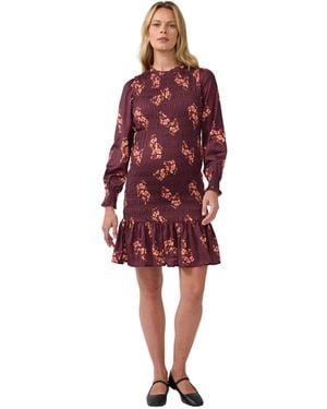Ingrid & Isabel Ingrid + Isabel Ingrid + Isabel Long Sleeve Smocked Floral Mini Dress - Red