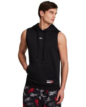 Reebok Basketball Sleeveless Jock Tag Hooded Sweatshirt - Black